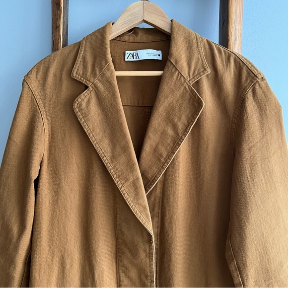 Zara Cotton Denim Fall/Spring Coat, Size XS - Picture 4 of 7